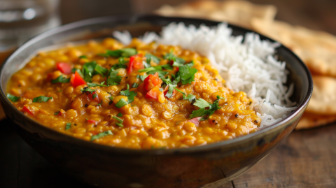 Dalh de lentilles corail, épinards et lait de coco à l’indienne (palak dal)